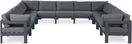 Nizuc - Outdoor Patio 11 Piece Modular Sectional With Gray Frame