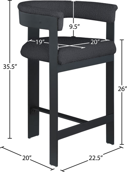 Romeo - Boucle Counter Stool With Black Base (Set of 2)