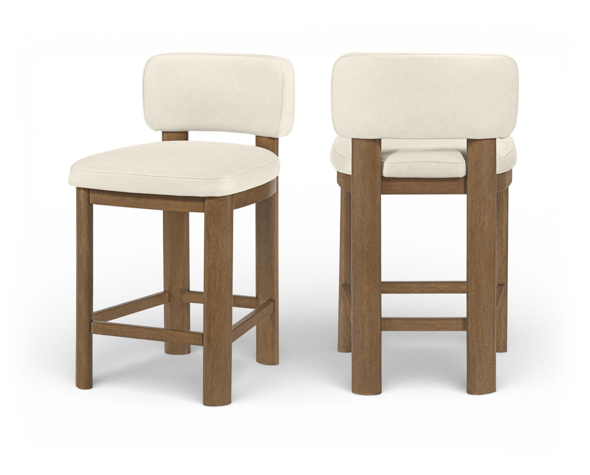 Paloma - Faux Leather Upholstered Counter Stool (Set of 2) - Brown Frame
