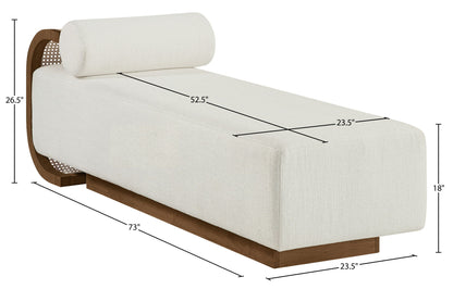 Zephyr - Linen Textured Fabric Upholstered Chaise - Painted Brown Walnut Base