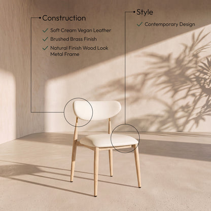 Ronda - Vegan Leather Upholstered Dining Side Chair - Natural Legs