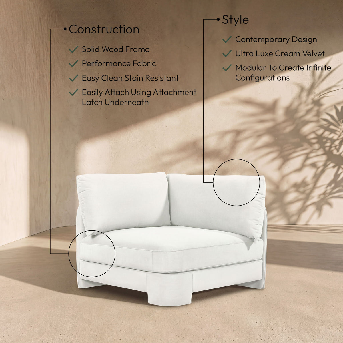 Hammond - Velvet Performance Fabric Upholstered Corner Chair