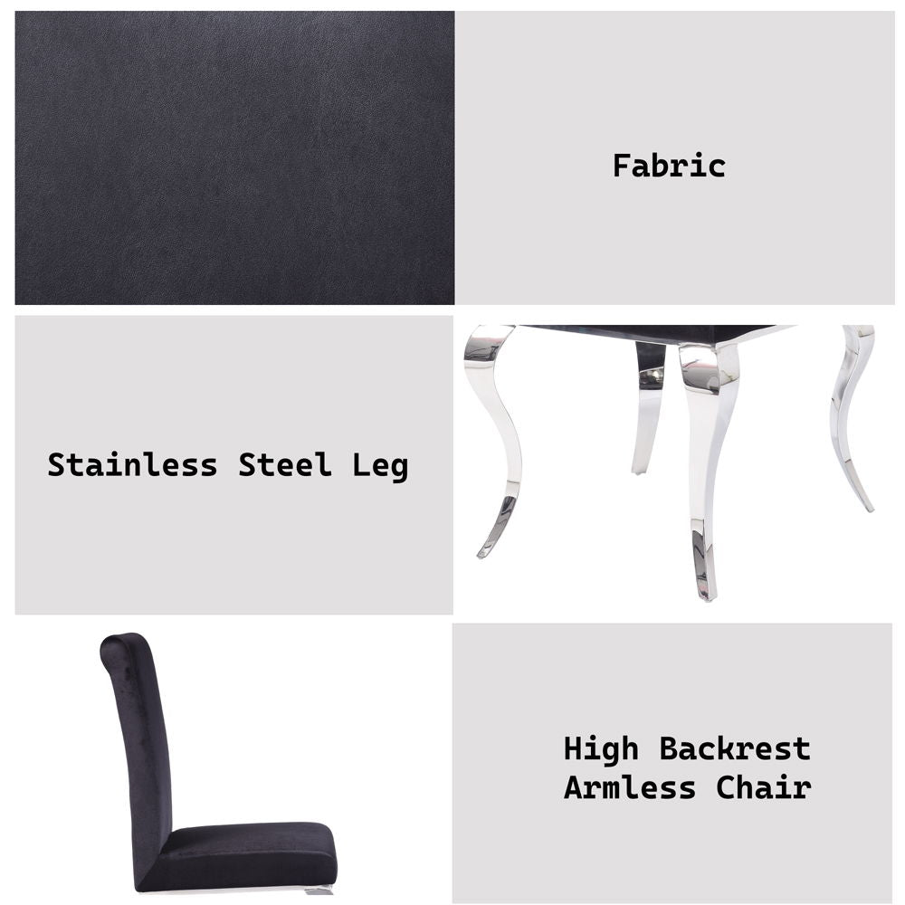 Fabiola - Side Chair (Set of 2) - Black Fabric & Stainless Steel