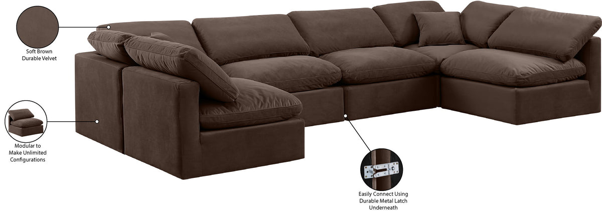 Indulge - Velvet 6 Piece Modular U-Shaped Sectional
