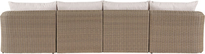 Seacrest - Olefin Water Resistant Fabric And Wicker 4 Piece Outdoor Patio Modular Sofa