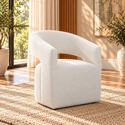 Libni - Arm Chair With Casters - Cream Linen