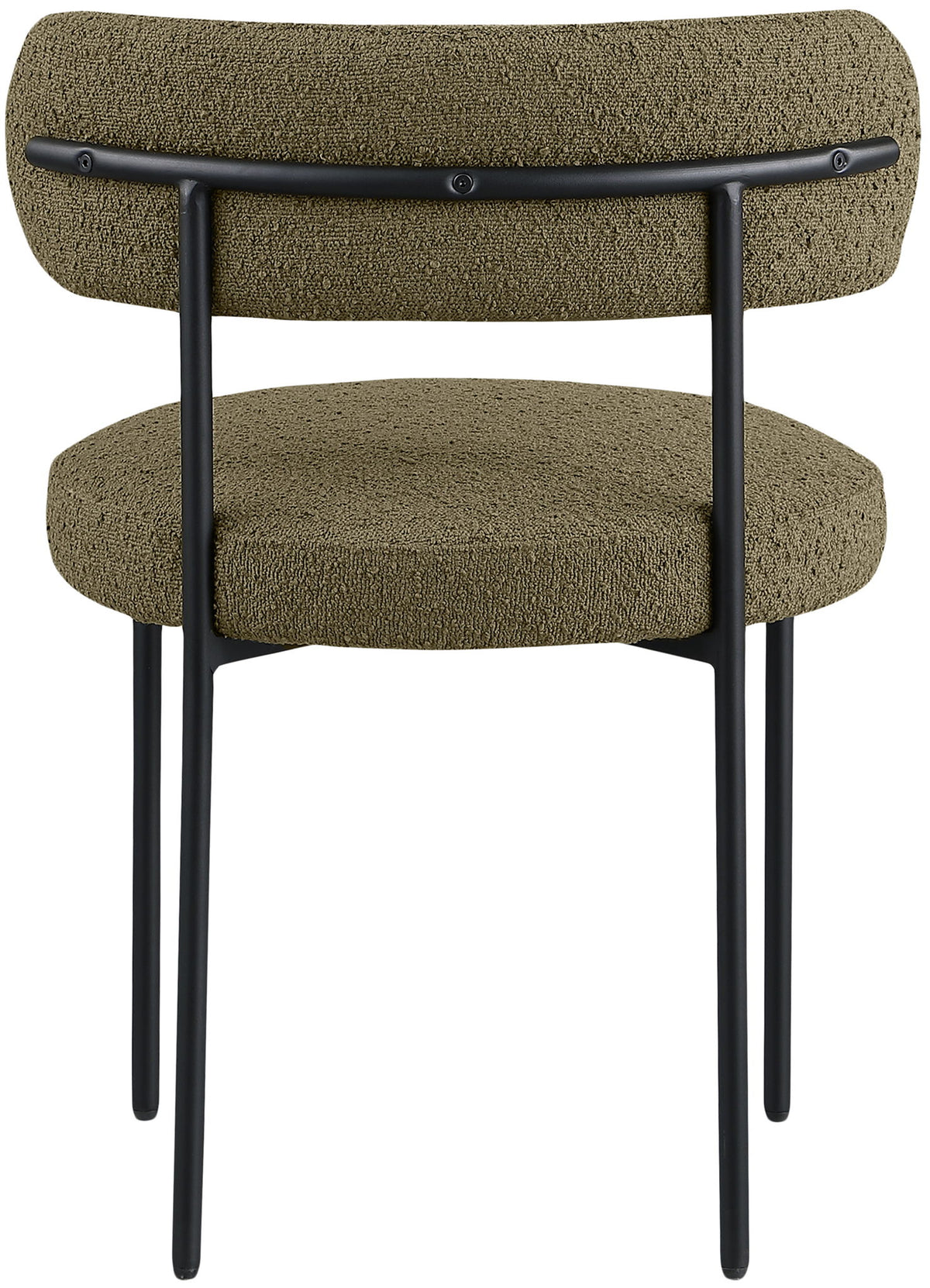 Beacon - Boucle Fabric Dining Chair With Black Legs (Set of 2) - Olive Green