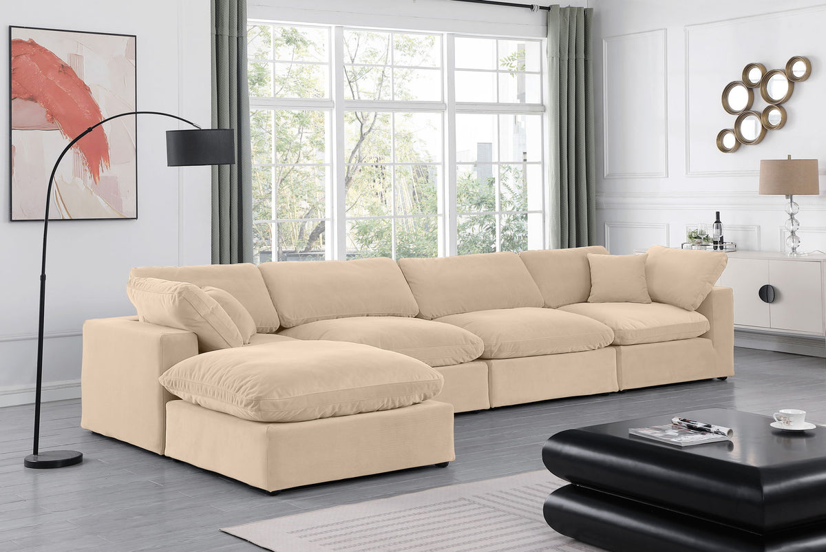 Comfy - 5 Piece Velvet Modular Sectional With Chaise