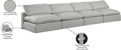 Comfy - Linen Modular Armless Sofa 4 Seats