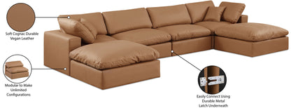 Comfy - 6 Piece Faux Leather Modular Double Chaise Sectional