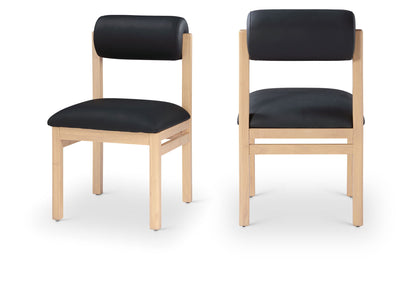 Roundhill - Faux Leather Dining Chair (Set of 2) - Natural Frame