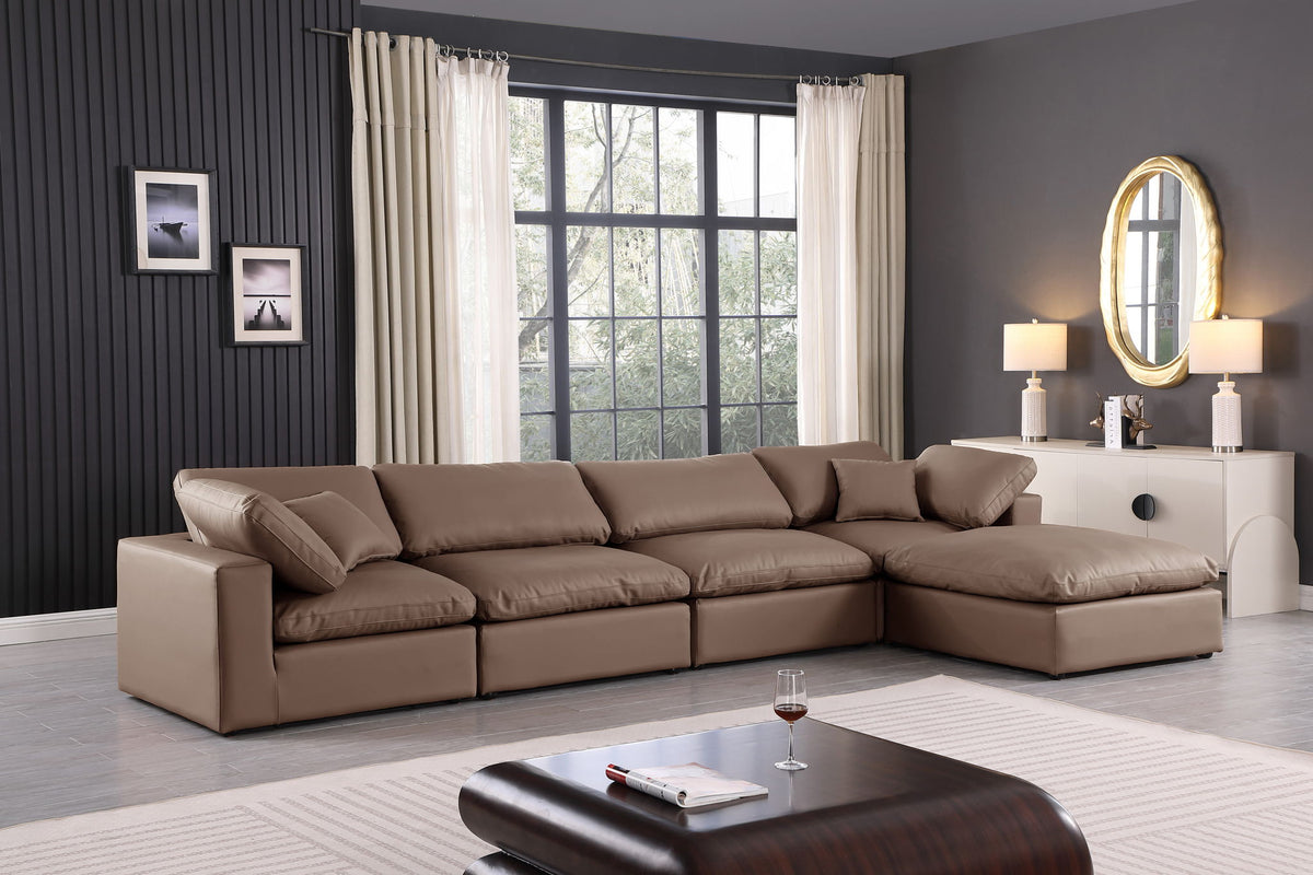 Comfy - 5 Piece Faux Leather Modular Sectional With Chaise