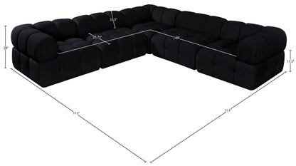 Orin - Velvet 5 Piece Modular Corner Sectional