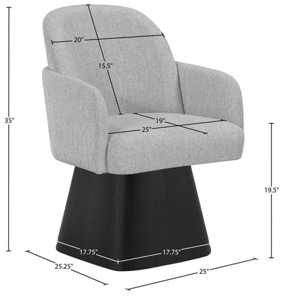 Marlowe - Linen Textured Fabric Upholstered Swivel Dining Arm Chair - Stained Black