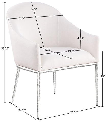 Ferro - Upholstered Dining Arm Chair With Brushed Silver Legs