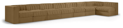 Rummi - Velvet Performance Fabric Upholstered 8 Piece Modular Sectional, L-Shaped (Right)