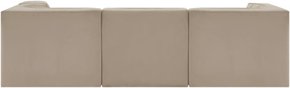 Rummi - Velvet Performance Fabric Upholstered 4 Piece Modular Sectional, With Reverse Corner Chair