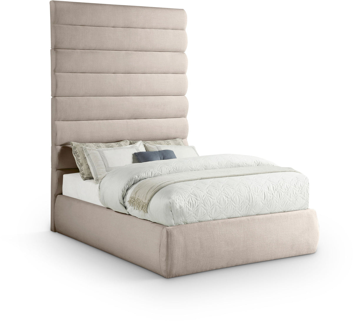 Adam - Linen Fabric Bed With 89" Headboard