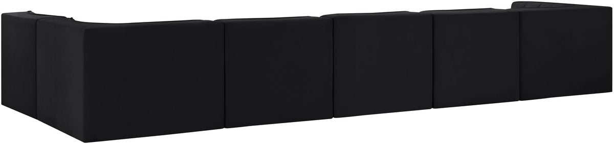 Rummi - Velvet Performance Fabric Upholstered 6 Piece Modular Sectional, L-Shaped (Right)