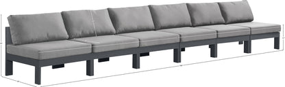 Nizuc - Outdoor Patio 6 Seat Armless Modular Sofa With Gray Frame