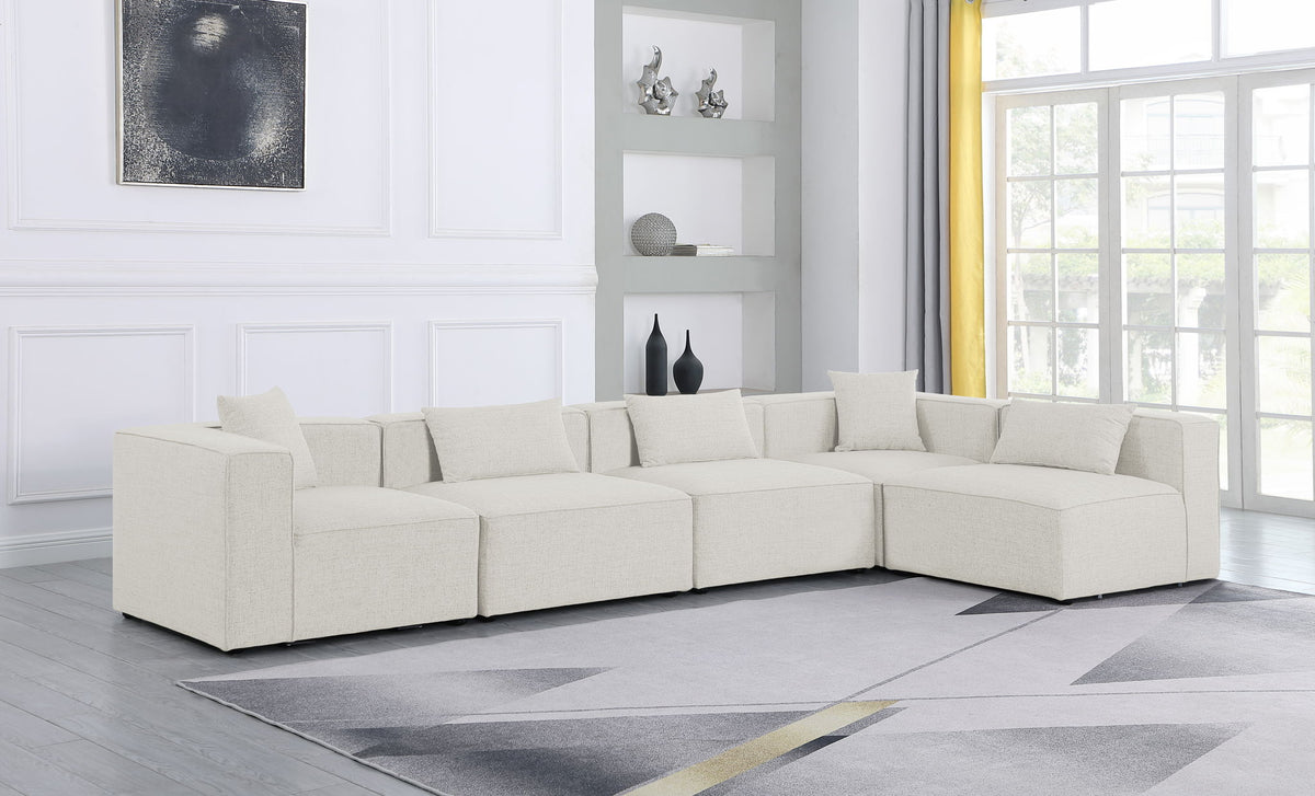 Cube - Linen 5 Piece Modular Sectional