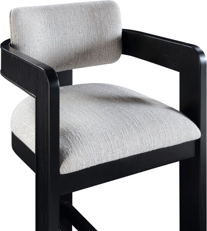 Sacha - Linen Stool With Black Base