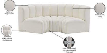 Arc - Faux Leather 3 Piece Modular U-Shaped Sofa