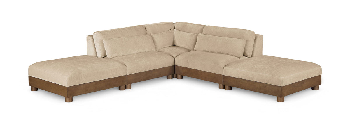 Turin - Chenille Fabric Upholstered Modular Sectional - Beige