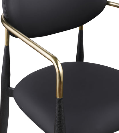 Ronda - Vegan Leather Upholstered Dining Arm Chair - Black Legs