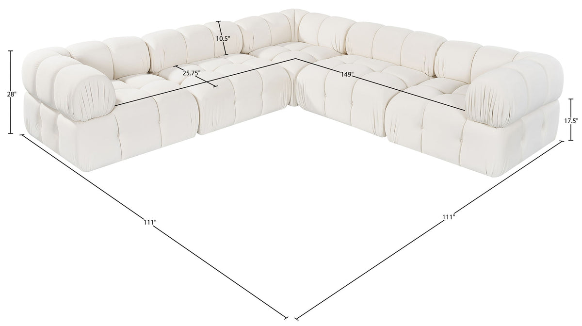 Orin - Velvet 5 Piece Modular Corner Sectional