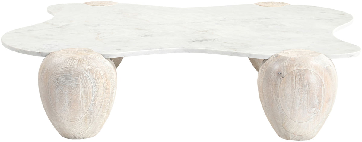 Liona - Marble And Acacia Wood Coffee Table