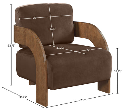 Cedra - Velvet Performance Fabric Upholstered Accent Chair - Brown Frame