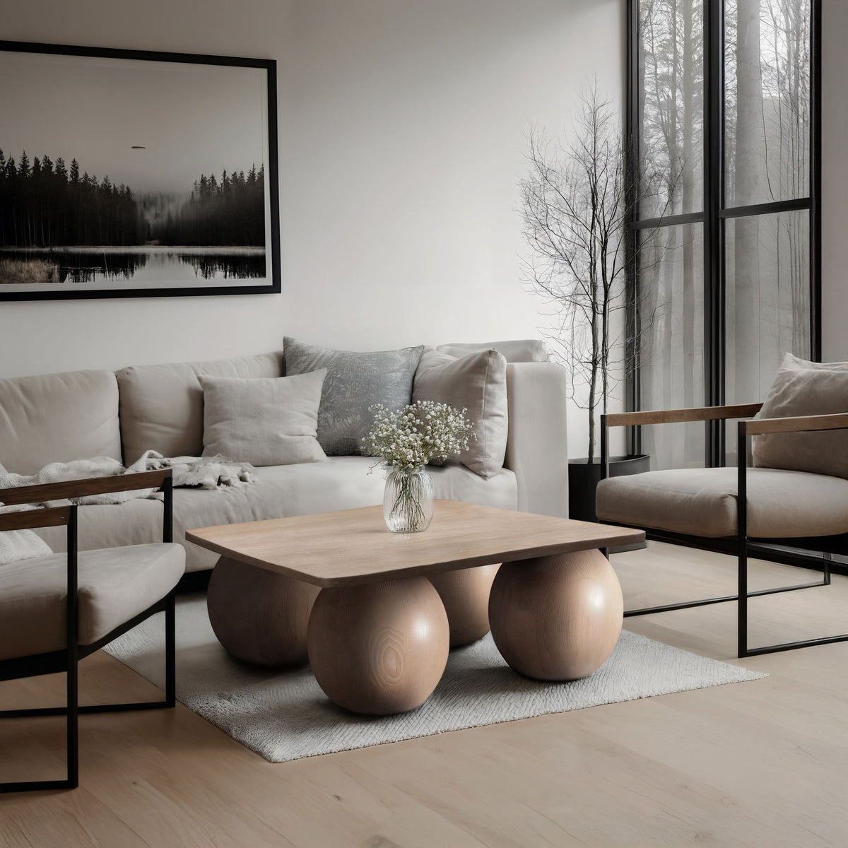 Fitch - Oak Veneer Coffee Table - 4 Legs