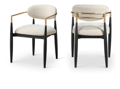 Riccio - Fabric Dining Arm Chair (Set of 2) - Black And Gold Frame