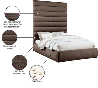 Adam - Chenille Fabric Bed With 89" Headboard