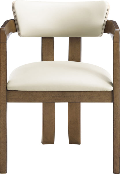 Lavrin - Vegan Leather Upholstered Dining Arm Chair (Set of 2) - Walnut Base