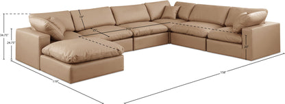 Comfy - 7 Piece Faux Leather Modular Sectional With Chaise - Tan