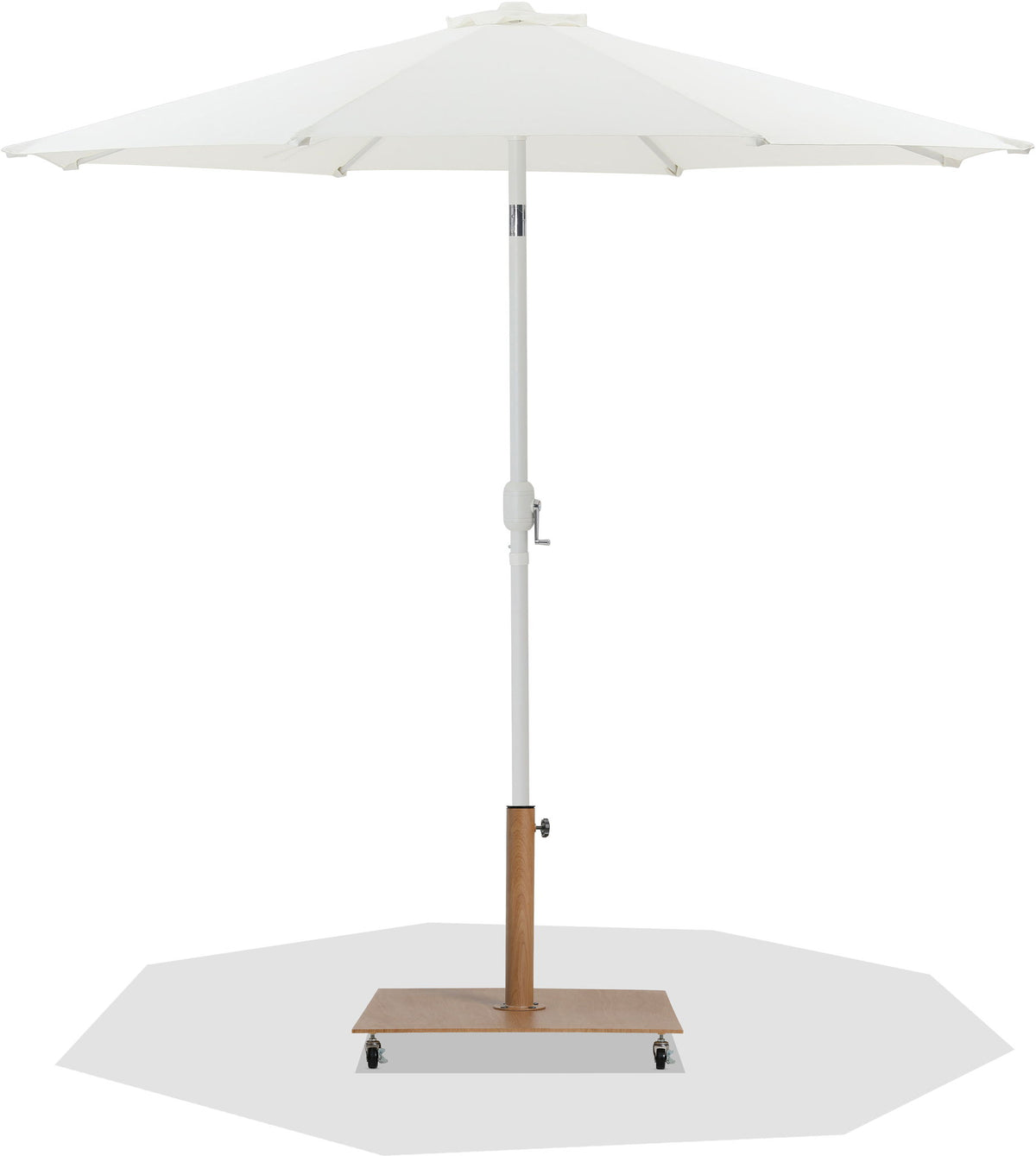 Fiji - Aluminum Patio Umbrella With Square Teak And White Base