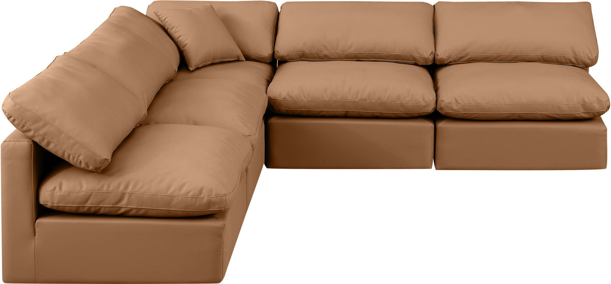 Indulge - Faux Leather 5 Piece Modular Corner Armless Sectional