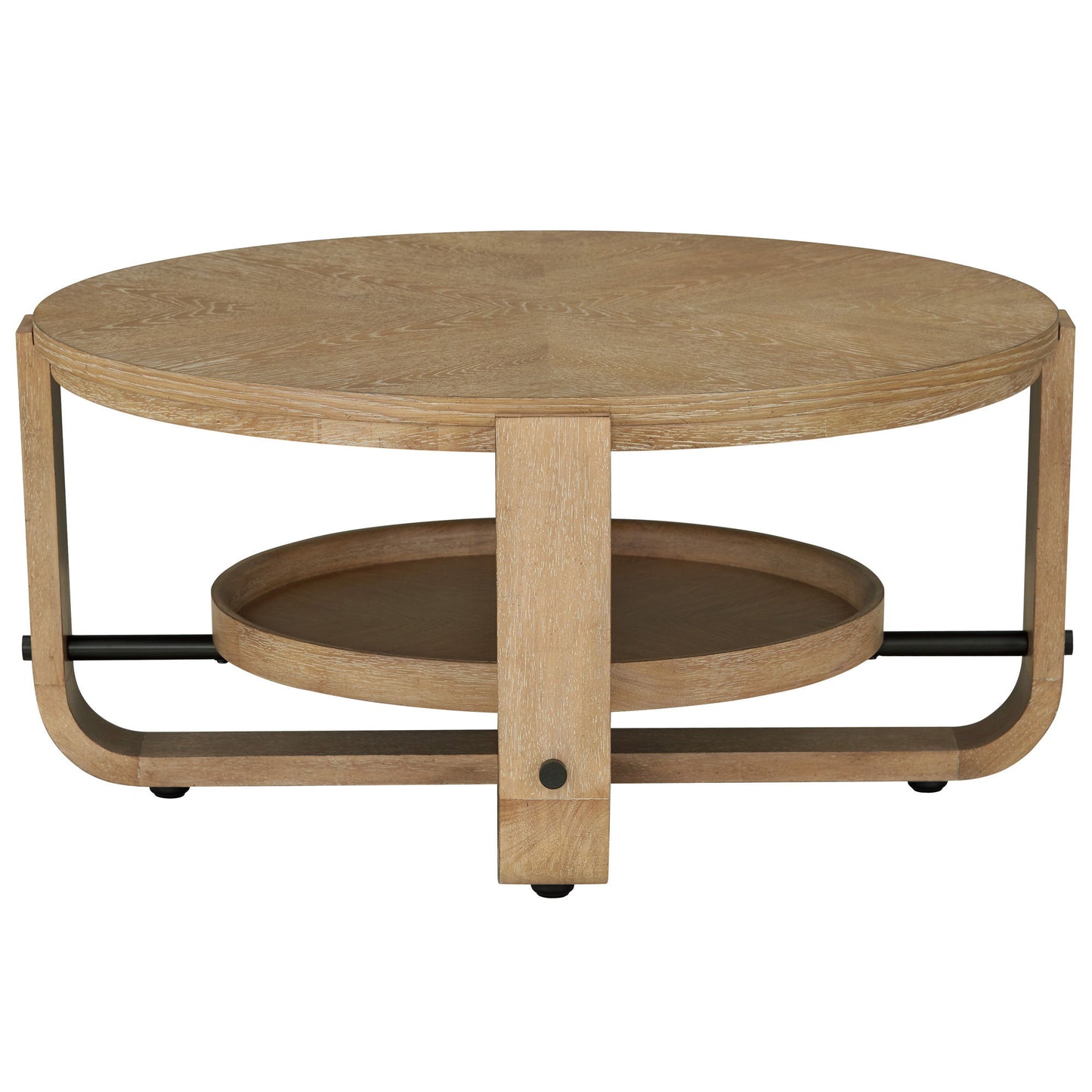 Escape - 3 Piece Occasional Table Set - Glazed Natural Oak / Black Metal Trim