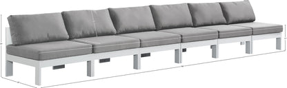 Nizuc - Outdoor Patio 6 Seat Armless Modular Sofa With White Frame