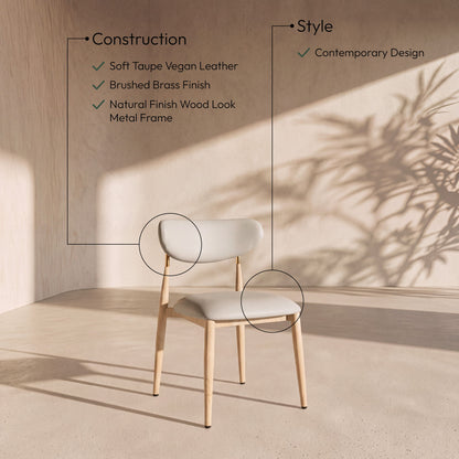 Ronda - Vegan Leather Upholstered Dining Side Chair - Natural Legs