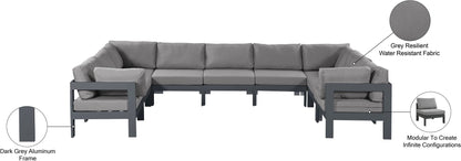 Nizuc - Outdoor Patio 9 Piece Modular Sectional With Gray Frame