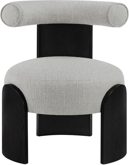 Calder - Linen Textured Fabric Upholstered Accent Chair - Painted Black Base