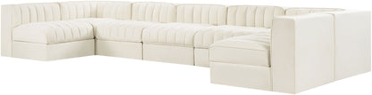 Rummi - Velvet Performance Fabric Upholstered 7 Piece Modular Sectional (With 2 Corner Chairs)