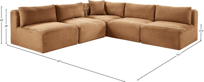 Shaggy - Fabric 5 Piece Modular Corner Armless Sectional