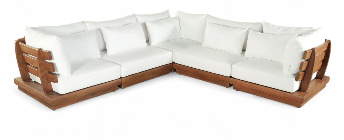 Mirella - 5 Piece Water Resistant Fabric Upholstered Outdoor Patio Modular Sectional