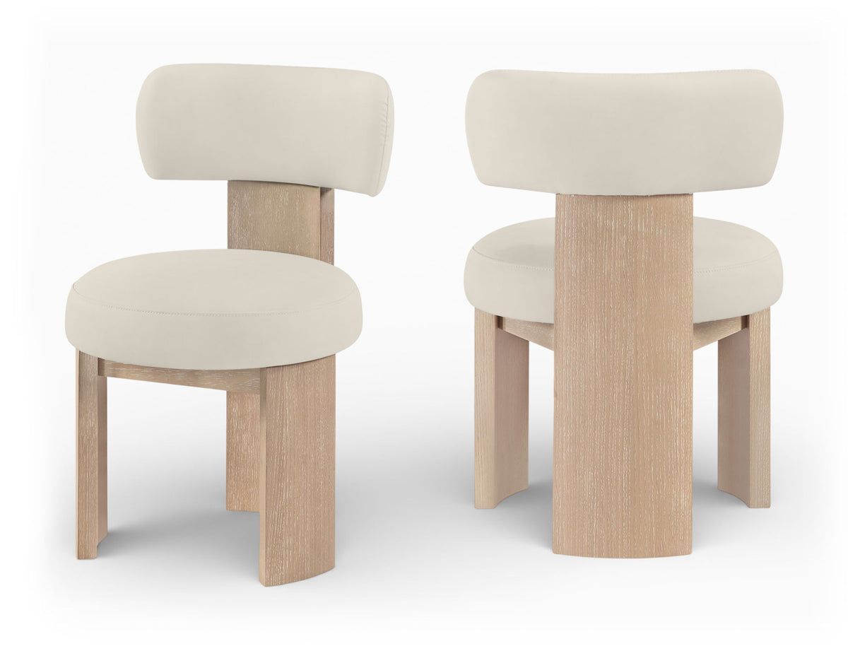 Atelier - Vegan Leather Upholstered Dining Chair (Set of 2) - Painted Natural Frame