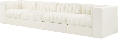 Rummi - Velvet Performance Fabric Upholstered 4 Piece Modular Sofa