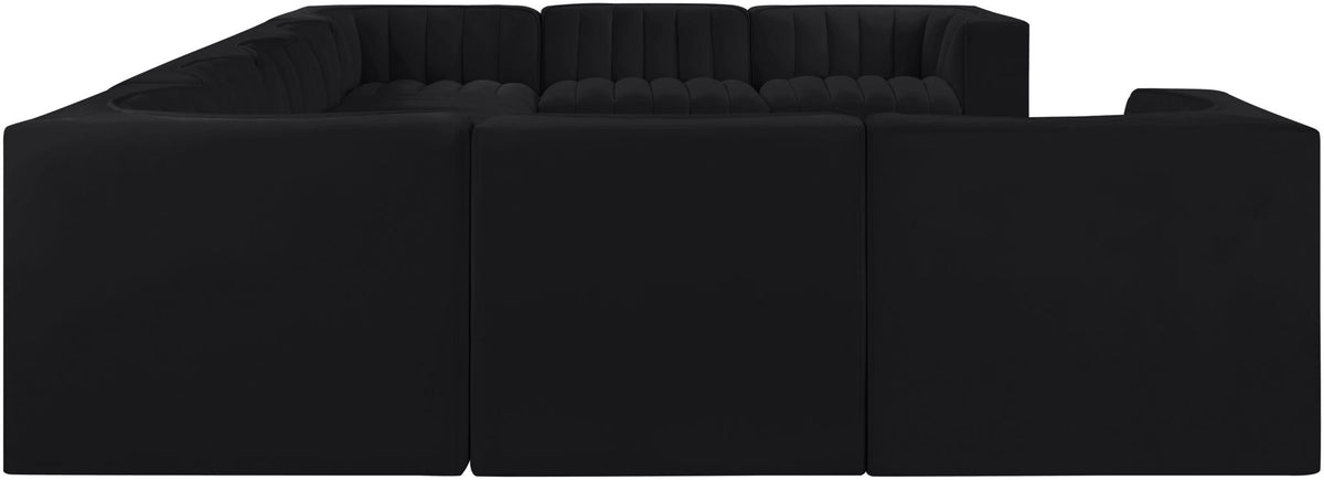 Rummi - Velvet Performance Fabric Upholstered 9 Piece Modular Sectional